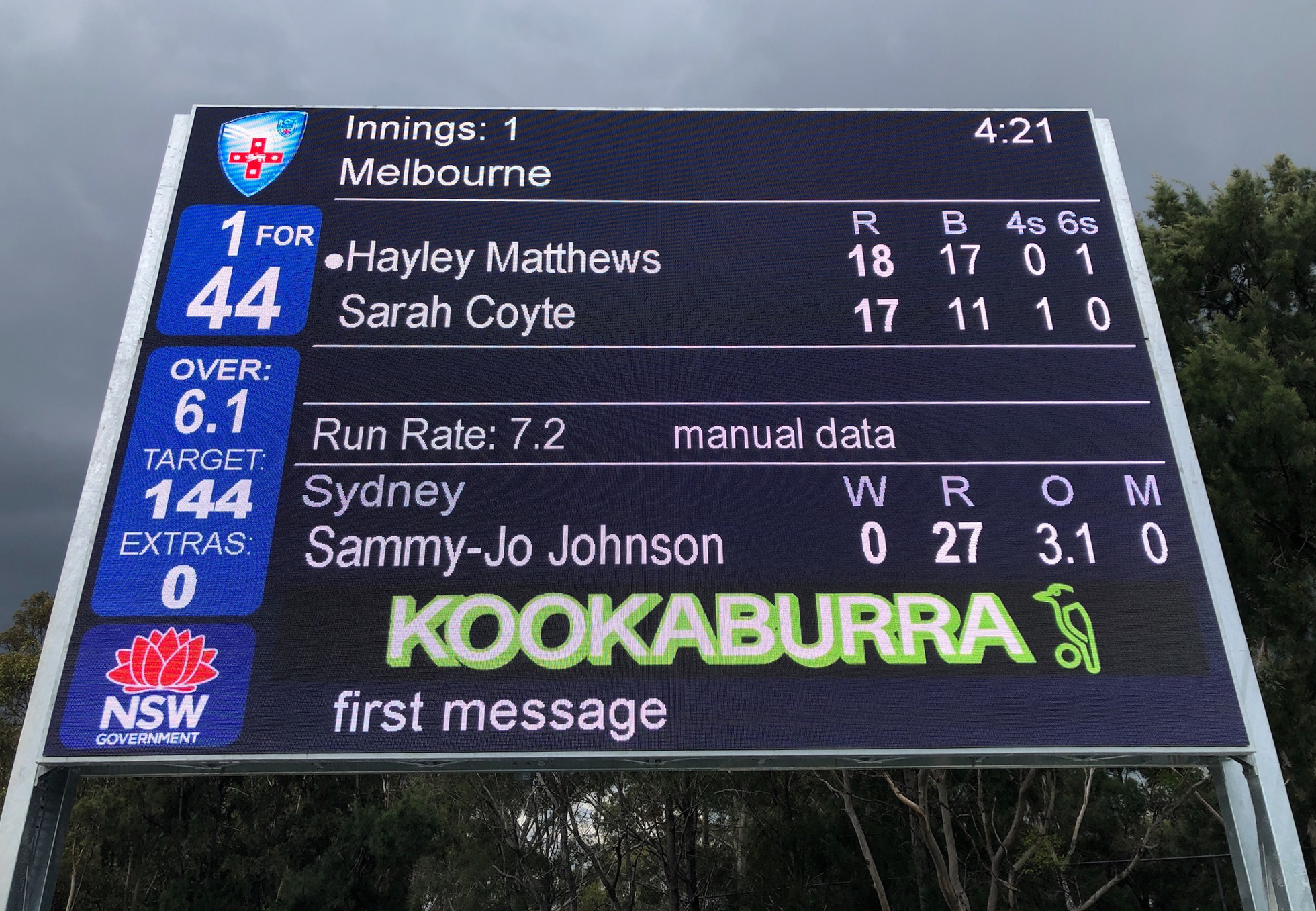 PlayHQ scoreboard Cricket Central NSW 1